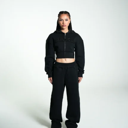 Female Zipper Black Tracksuit